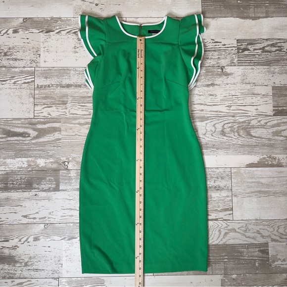 Tommy Hilfiger Green Sheath Dress Ruffle Sleeves Size 6 - Picture 4 of 10